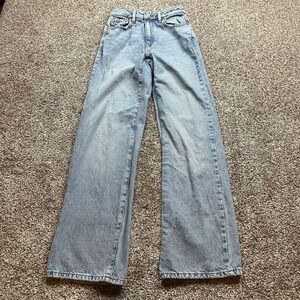 Garage Denim Wide Leg Jeans Womens 00 Light Wash Organic Cotton